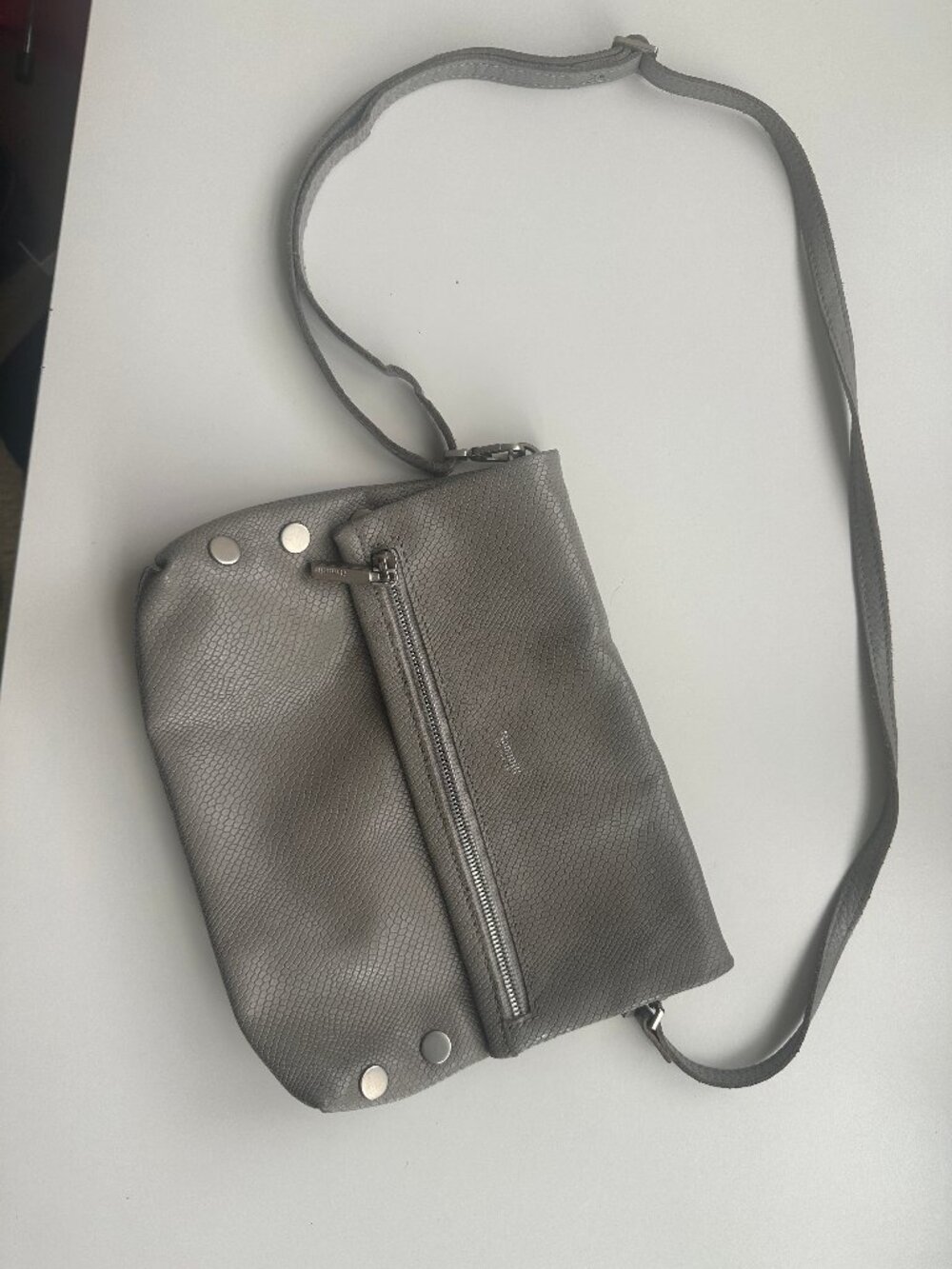 Gray Leather Hammitt Crossbody Bag